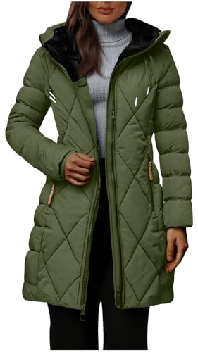 Winter Coats For Women Uk Fleece Lined Warm Puffer Quilted Jacket Ladies Thicken Fuzzy Padded Parka Coat Windproof Outdoor Jackets Thermal Longline Outerwear with Pockets