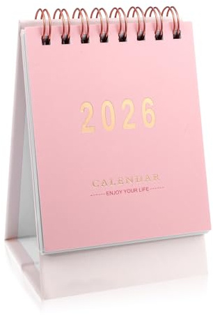 1 Stück Stehkalender 2026 Mini-Tischkalender 2026 Abreißkalender Standkalender Calendar Kleiner Stehkalender Kleiner Tischkalender Schuljahr Desk Calenda für Home Office(Rosa)