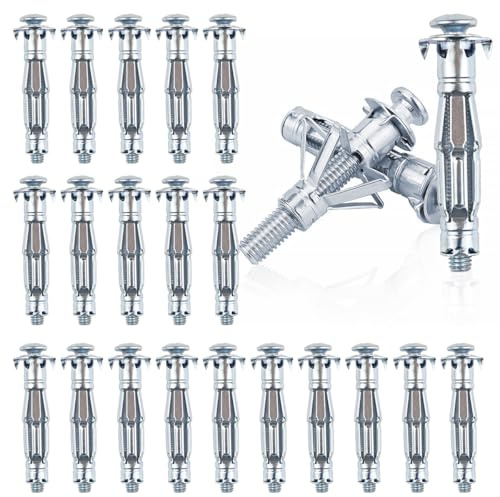 FONHREW 20 Pezzi Tasselli per Cavità in Metallo M6*52mm Tasselli ad Espansione per Cartongesso e Dadi a Petalo Ancoraggi in Metallo per Cavità Dado a Petalo a Vite di Espansione per Pareti Cave