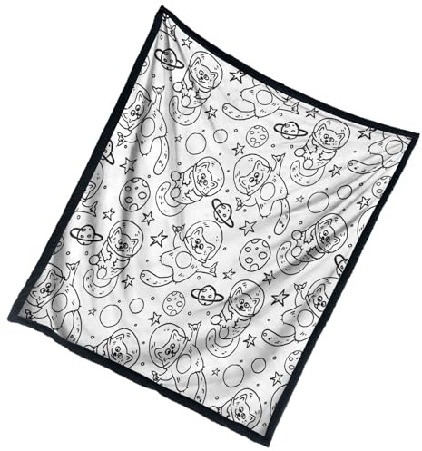 Coperta da colorare fai da te, lavabile, creativa e confortevole, decorazione per la casa, 150 x 127 cm, coperta da colorare per bambini e adulti, per San, attività in famiglia, vacanze