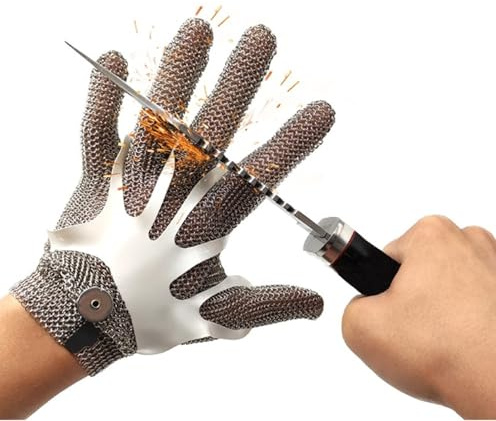 BDXZJ Edelstahl Metallgeflecht Handschuhe Schnittschutzhandschuhe Schnittschutzhandschuhe Küche Metzger Handschuh Für Fleischverarbeitung, Lebensmittelverarbeitung, Messerschärfen, Austernöffnen S
