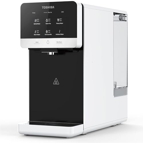 Toshiba Osmoseanlage, Wasserfilter Trinkwasser, Auftisch, Keine Installation, Heißwasserspender, Umkehrosmoseanlage, Mehrfach-Filterung & Mineralisierung, UV Licht, NSF zertifiziert