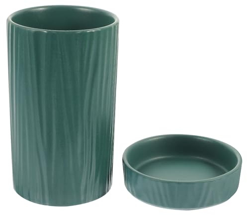 IMUSINICE Porta Utensilios Verde y Cerámica para Cubiertos Palillos | Escurridor Estable y Fácil de Limpiar, para Encimera o Mesa, Estilo Simple y Decorativo