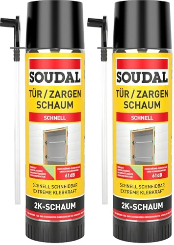 Soudal 2K-Zargenschaum B2, 400 ml - Zweikomponentiger PU-Schnellschaum zur schnellen und sicheren Montage von Türzargen und Fensterrahmen (Packung mit 2)