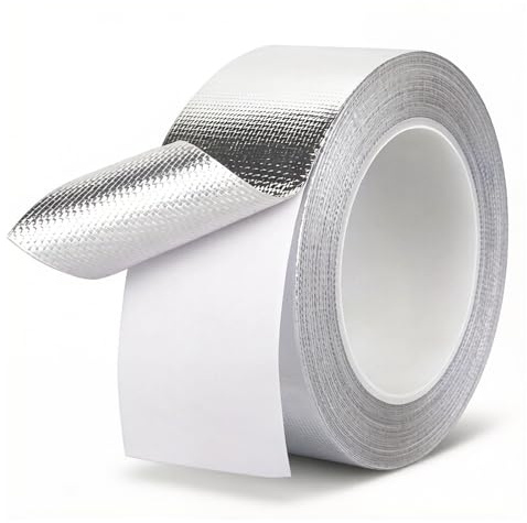 Youery Aluminium-Klebeband 50mm x 20m, Netzverstärkt | Hitzebeständig, Wasserdicht, Selbstklebend, Für Isolierung & Dampfsperre, Alu-Gewebeband