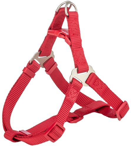 TRIXIE Premium One Touch Hundegeschirr Gr. M, 50–65 cm/20 mm – rot | Leicht anzulegen dank zugentlastender Schnalle – stufenlos verstellbar, sicherer Sitz für mittelgroße Hunde