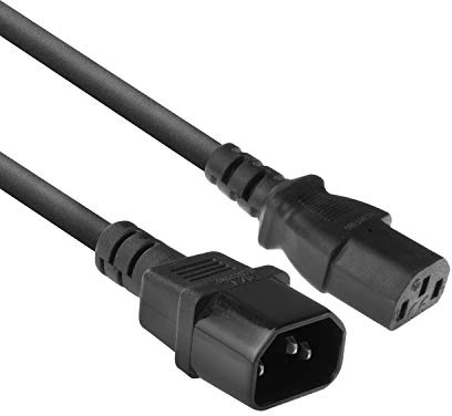 ACT IEC-kabel 0,9 m, C13 till C14 kallenhetskabel förlängning, IEC-kontakt till hona 3-stift – AK5165 svart, 0,9 meter