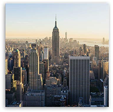 ge Bildet Bild auf Leinwand | New York City Skyline L in 50x50 cm als Wandbild | Wand-deko Dekoration Wohnung modern Bilder | 2283