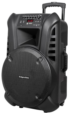 Krüger&Matz KM1715 Enceinte Active Bluetooth PA DJ avec 2 micros sans Fil SD, FM et télécommande 60 W 508 x 448 x 758 mm Noir
