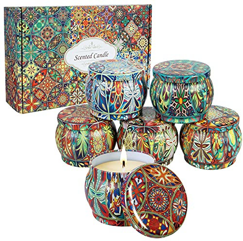 6 Stück Duftkerzen Geschenkset für Frauen, Duftkerzen Set 4oz, Weihnachtskerzen, Duftkerzen Im Glas, Sojawachs Kerzen, Geschenk für Frauen, Weihnachten, Geburtstag, Valentinstag, Bad, Yoga