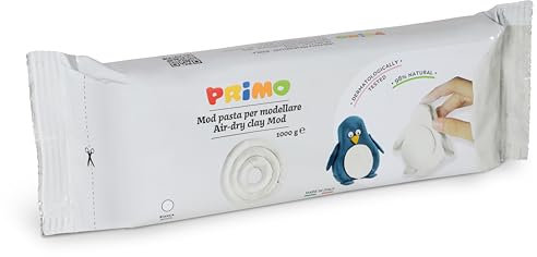 PRIMO - Pasta Modellabile Dermatologicamente Testata 1000g, Panetto Argilla da Modellare con Mani Inumidite, Giochi Bambini 3 Anni per Lavoretti Creativi, Asciuga all'Aria no Cottura, Inodore e Vegana