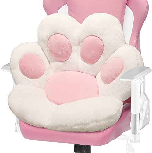 ELFJOY Cat Paw Cushion Comfy Plush Chair Cushions for Office Computer Gaming Chairs Soft Cute Floor Pillow for Dining Room Bedroom Decor (23.6 x 27.6 White)