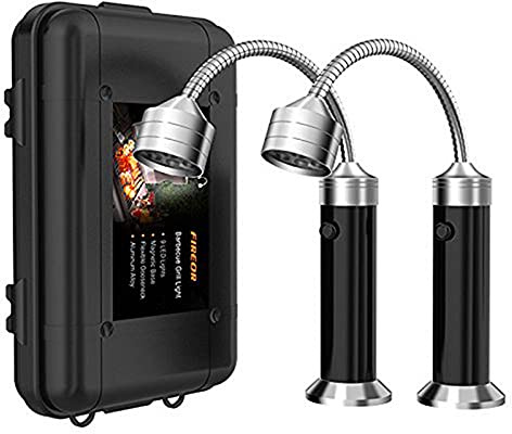 TopHomer BBQ Grill Licht, 2er Pack Magnetische Grilllampe BBQ Licht 360 Grad Drehwinkel Flexible Schwanenhals-LED-Grillleuchten mit Aufbewahrungsbox für Outdoor Camping Party