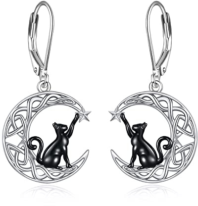 VONALA Keltisch Hängend Ohrringe Sterling Silber, Mond Ohrringe Schmuck Geschenke für Damen und Mädchen