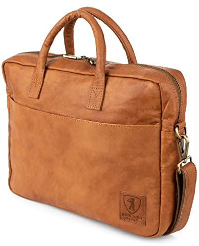 Berliner Bags Vintage Laptoptasche Madrid, 15 Zoll Umhängetasche aus Leder, Aktentasche, Schultertasche für Herren - Braun