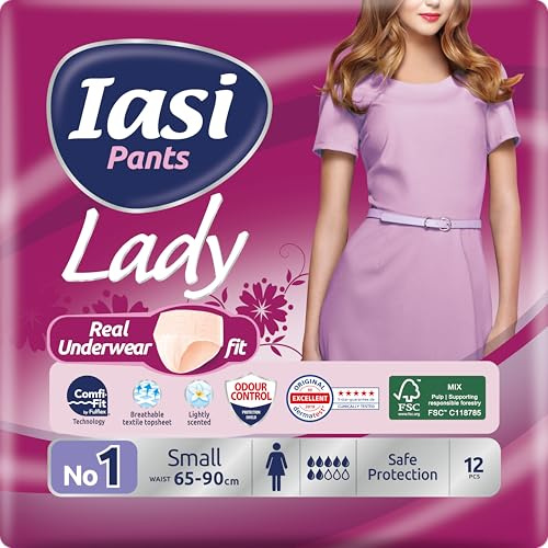 IASI Pants LADY, Compresas Incontinencia Mujer, Braguitas para Pérdidas de Orina Abundante, Absorción Plus, Talla S, 12 Unidades