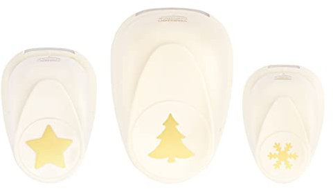 Vaessen Creative Stanzer Set - Motivstanzer - Weihnachten - 3 Stück - Tonpapier und Bastelmaterial bis zu 250 g/m² - zum Basteln Mit Papier und Scrapbooking, Weiß-gold