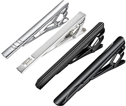 RunootPR 4pcs Krawattennadel Set Personalisiert Schwarz Silber Krawattenklammer für Herren Hochzeit Schmuck Geschenk