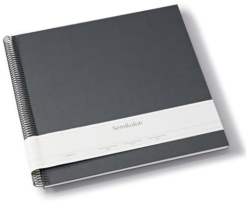 Semikolon 369992 Album a spirale Economy Large, 34,5x33,2 cm, album fotografico, 50 pagine bianco crema, fotolibro, lava stone grigio