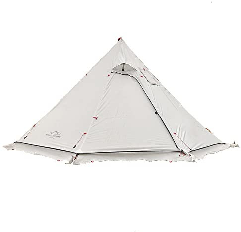 Vilemoon Tipi Heißzelt mit feuerhemmendem Ofenheber für Rauchrohre, 2 ~ 3 Personen, leicht, Tipi-Zelte mit Schneeschürze, für Familienteam, Outdoor, Rucksackreisen, Camping, Wandern (weiß)