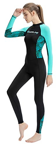 KOCAN - Tuta in neoprene da donna, ad asciugatura rapida, monopezzo, con maniche lunghe, costume da bagno per sport acquatici estivi
