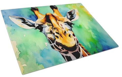 Caroline's Treasures DAC2911LCB Giraffe Glass Cutting Board Large Decorative Tempered Glass Kitchen Cutting and Serving Board Large Size Chopping Board