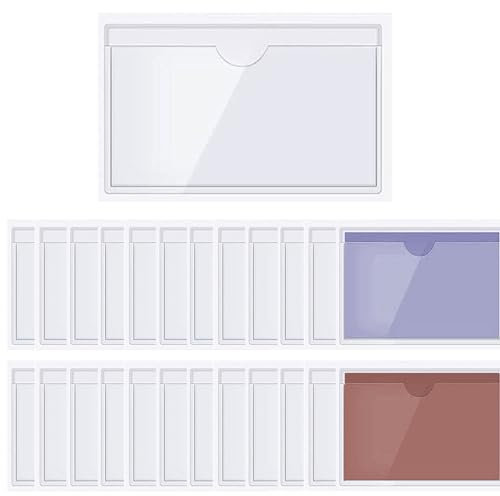 24 Stück Visitenkartentaschen Selbstklebend Transparent mit Daumenausstanzung oben, Selbstklebende Etikettenbeutel, Transparenter Kreditkartenhalter, Etiketten Kartenhalter(Size:(A4) 31.5 * 22.5CM)
