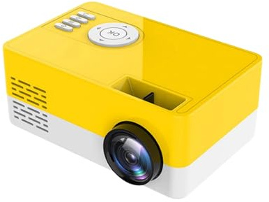 Mini proyector portátil de video-proyector, proyector de teléfono 1080P Full HD, proyector de cine en casa, proyector pequeño compatible con varios periféricos (360P, amarillo)