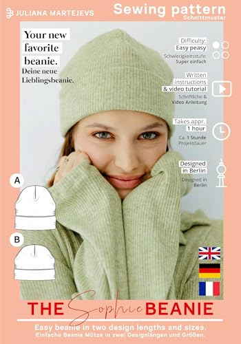 Schnittmuster Beanie Mütze Damen Papierschnittmuster mit Nähanleitung zum Nähen