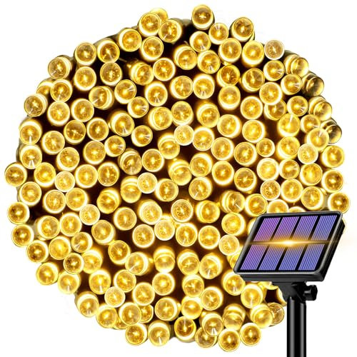 litogo Guirlande Solaire Exterieur [Lot de 2] 24M 240LED Guirlande Lumineuse Exterieure, 8 Modes Étanche Lumière Solaire pour Jardin Mariage Terrasse Cour Maison Noël Fête Party Décoration Blanc Chaud
