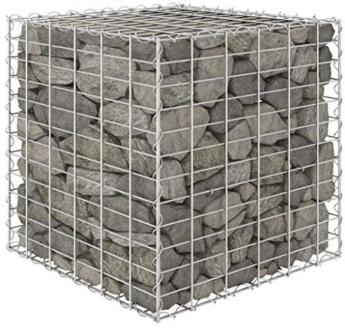 Baziroo Jardinière surélevée en gabion - Fil d'acier - 60 x 60 x 60 cm - Argenté - Pour fleurs, pierre, jardin - Gabion - Jardinière surélevée en métal - Lit surélevé - Remplissage