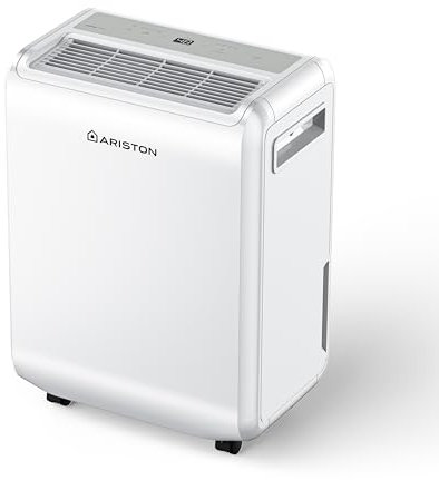Ariston DEOS 10 Deumidificatore Portatile Piccolo per Casa, Silenzioso, Capacità 12 litri per Ambienti fino 35mq, Bianco
