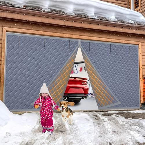 ABVRUN Garage Door Insulation Kit 2 Car Cover Screen for Winter Kit, Made of Oxford and Thicken Cotton for Thermal Soundproof (16 * 7Ft)
