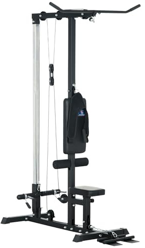 SPORTNOW Station de Musculation - Aosom.FR x FFHandball - Station à Poulie, tirage Poitrine - LAT pulldown Machine - Banc de Musculation, Haut du Corps, Entrainement Complet, Domicile, Fitness, Gym