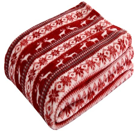 TianWlio Couverture de Noël Couverture Personnalisée Motifs de Noël Imprimé Plaid Décorations Doux Confortable Canapé Patchwork Couvertures Classique Jeté de Noël pour Lit Canapé (C, A)