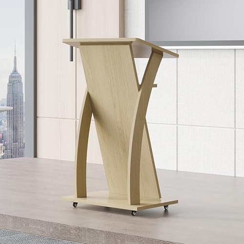 LLYLAFDC Stehpulte, Rednerpult Stehpult, Kompakte Lehrerpultständer Multi Funktion Kanzel,Büro Stehtisch Stehtische Schreibtisch Laptopständer Arbeitstisch,Für Hotels, Seminare, Hochzeiten(Natural)