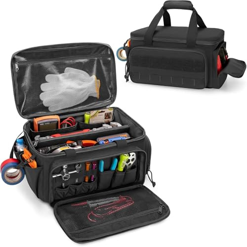 Large Tool Bag for Men, Multi-pockets Heavy Duty Electrician Work Bag