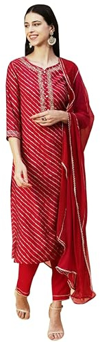IMTRA FASHION Ensemble Kurti Imprimé Lahariya pour Femme Tunique Indienne en Coton Robe Trapèze-XL