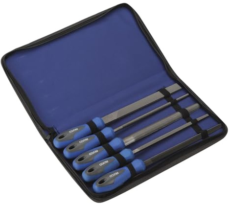 juego de 5 limas de 200 mm en poliamida, resistente y duradero, ideal para trabajos de desbaste y acabado en madera y metal.