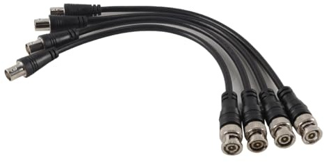 Enwye Confezione da 4 Cavi di Collegamento coassiale BNC per crimpatura, BNC Maschio-Femmina, accoppiatore nichelato, Cavo di prolunga coassiale per Trasmissione Video e Telecamera, 25 cm