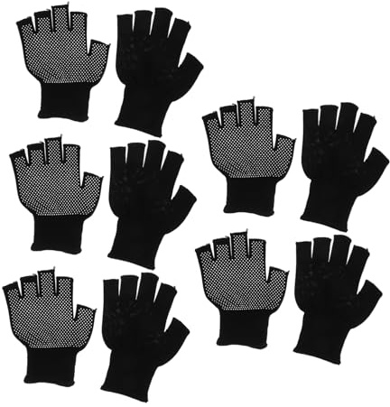 Uonlytech 5paare Rutschfeste Fingerlose Handschuhe Für Winter Arbeit Und Alltag Polyester Und Pvc Material Bequeme Passform Für Damen Und Herren Für Wandern Laufen Und Heimwerkerprojekte