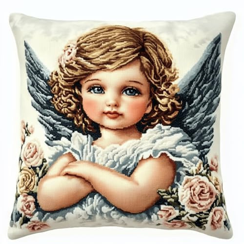 Henypt Kit de Almohadones con Cierre de Gancho Paisaje Cojines para Bordar a Mano 17x17 Inch 3D Bordado de Bricolaje Cuadrado Funda de Cojín Decoración para Principiantes, Adultos