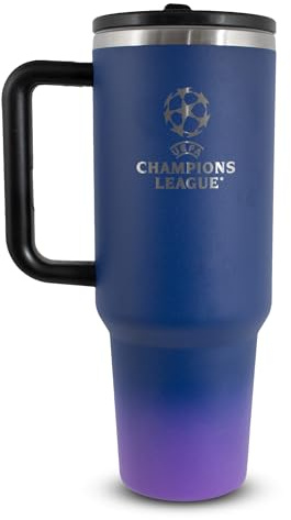 Hy-Pro Bouteille isotherme sous licence officielle UCL de 1 134 g/1,18 l avec poignée – Bouteille d'eau en métal avec paille – Bouteille d'eau portable pour le sport et l'utilisation quotidienne