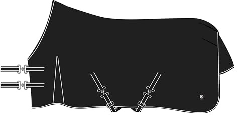 Imperial Riding Outdoordecke Basic 300g, abnehmbares Halsteil, warme Outdoordecke, wetterfestes Material, Gehfalte, 600D Polyester, Kreuzbegurtung, Schweif - & Beinschnüre, Schwarz, 135