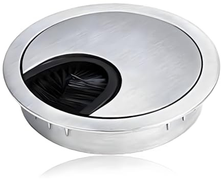 ZENQARI 1 Pieza Pasacables Escritorio ⌀60mm Oficina Canal para Cables Aleación de Zinc Orificio para Cables Canal Circular para Mesa Perfecto para Escritorio y Banco de Trabajo (Plata)