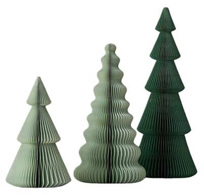 Xiyocadt Faltbarer Weihnachtsbaum, Papier Weihnachtsbaum, Weihnachtsdeko Schaufenster für Weihnachtsfeiern, Christbaumschmuck, Silvesterparty, Heimdekoration (3 Stück)