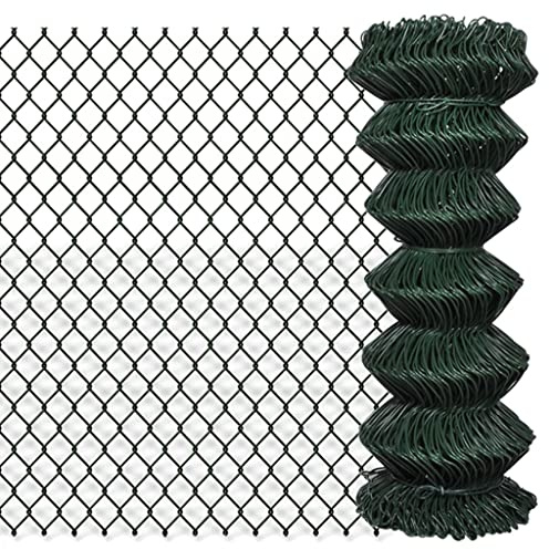 Mesh Fencing Garden Netting,Chain Link Fence Steel 1x15 m Green,Use for Animal Poultry Fencing Gardening Netting,Easy to Install,Multipurpose