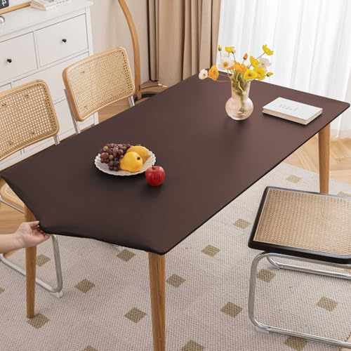 Morbuy Impermeable Mantel Mesa Rectangular con Bordes Elástica, Manteles de Mesa Antimanchas Mantel Exterior Ajustable Lavable para Cocina, Comedor, Picnic (Marrón,70x120cm)