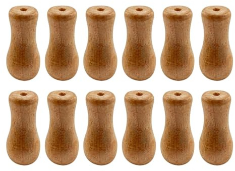 12pcs Wooden Blind Pull Cord Ends - Elegant Wood Cord Drops Tassels for Window Blinds - Cream Blind Toggles for Curtains & Craft Projects & Stylish Knobs