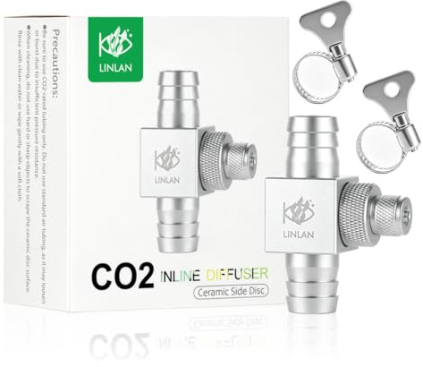 LINLAN Aquarium Inline CO2 Diffuser – Side Disc with Built-in Check Valve, Essential for High Flow Systems, Fits 16mm (5/8 ID Filter Hose